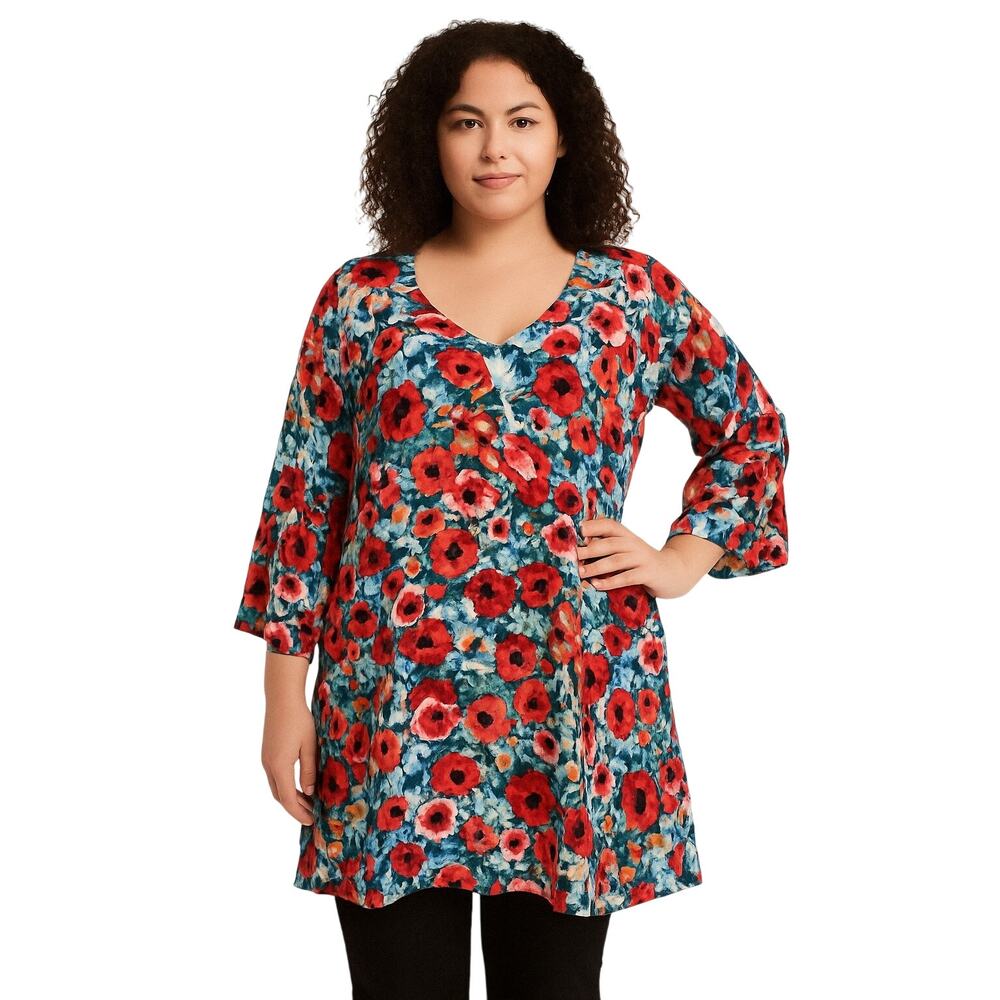 Avenue Floral Print V-Neck Blouse, Plus Size 22/24